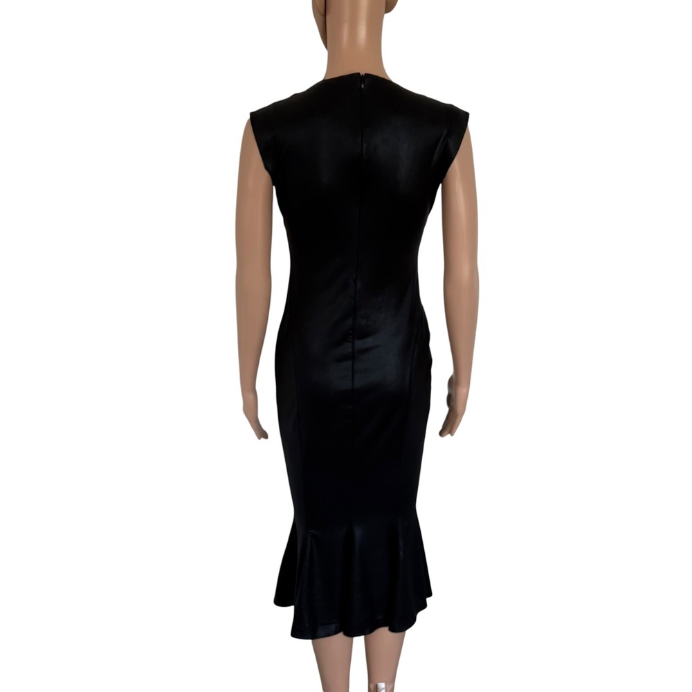 Norma Kamali Black Liquid Mermaid Midi Dress Sleeveless Crew Neck XS 34 Feminine - Picture 7 of 11